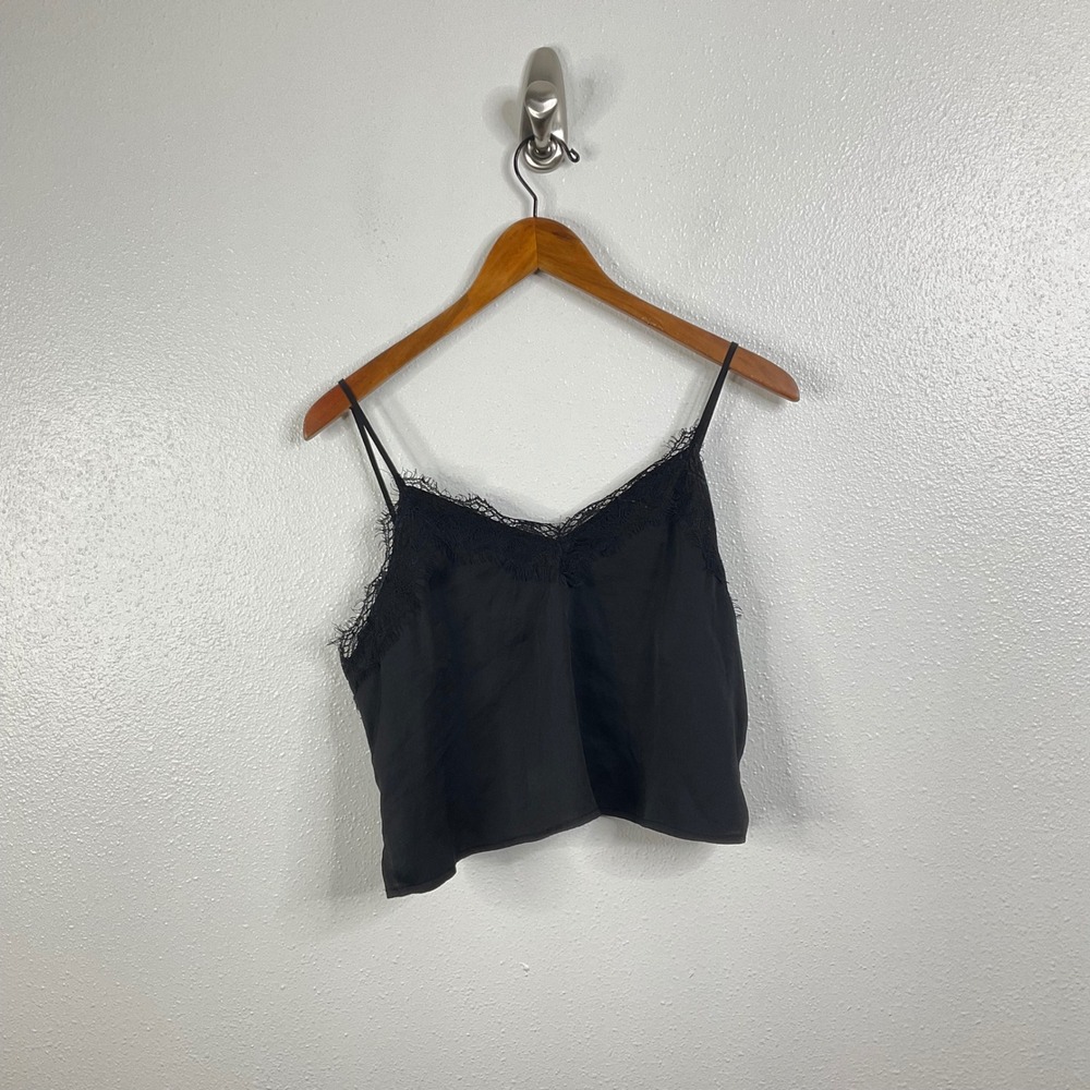 Open Edit Black Lace Trim Cami Top Size Medium